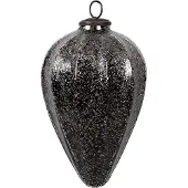 Clayre & Eef Kerstbal Overig Ø 14x19 cm Zwart Glas Kerstballen