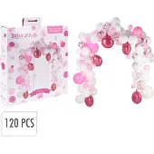 Relaxwonen - creëer je eigen ballonnenboog - Wit & Roze - inclusief confetti ballonnen