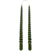 Rustik Lys Dinerkaarsen 'Swirl' Set van 2, Hunting Green