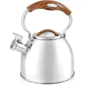 Florina Joe fluitketel geborsteld RVS zilver / bruin 2.5 Liter inklapbaar handvat