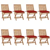 vidaXL Tuinstoelen 8 st inklapbaar met kussens massief teakhout