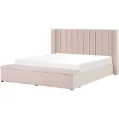 Beliani NOYERS - Bed met opbergruimte - Roze - 160 x 200 cm - Fluweel