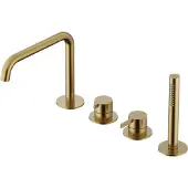 Hotbath ACE 2-wegs badrandcombinatie met uitloop en handdouche messing geborsteld PVD