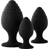 Fantasstic 3-delige set geribbelde anaalplugs met zuignap