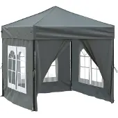 vidaXL - Partytent - inklapbaar - met - zijwanden - 2x2 - m - antracietkleurig
