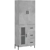vidaXL Hoge kast 69,5x34x180 cm bewerkt hout betongrijs