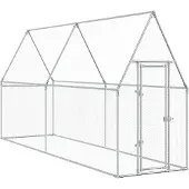 vidaXL Kippenhok 400x100x190 cm gegalvaniseerd staal zilverkleurig