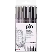 Uni - Fineliner - Black/grey (6 pcs) (401231)