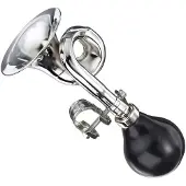 Funny fashion Metalen toeter/feesttoeter - zilver - 17 cm - met luchtbal om in te knijpen - Fietstoeters