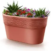 Prosperplast Plantenpot/bloempot Windsor - kunststof - terracotta - L28 x B15 x H15 cm - Plantenpotten