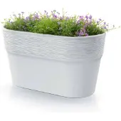 Prosperplast Plantenpot/bloempot Windsor - kunststof - ivoor wit - L28 x B15 x H15 cm - Plantenpotten