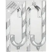Merkloos Inge goods Kersthangers - 4x - zuurstokken - zilver - 14 cm - Kersthangers