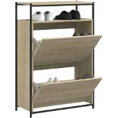 vidaXL Schoenenkast 75x34x112 cm bewerkt hout sonoma eikenkleurig