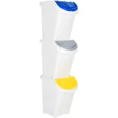 vidaXL Afvalbakken met deksels stapelbaar 3 st PP 120 L wit