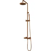 Brauer Copper Carving opbouw regendouche met 20cm douchekop en staafhanddouche geborsteld koper PVD