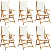 vidaXL Tuinstoelen 6 st massief hout en stof crèmewit