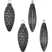 Clayre & Eef Kerstbal Set van 4 Overig Ø 7/6 cm Grijs Glas Kerstballen