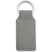Combicraft Blanco leren sleutelhanger rechthoek 33x70mm grijs - 5 stuks