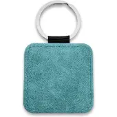 Combicraft Blanco leren sleutelhanger vierkant 50x50mm turquoise - 10 stuks
