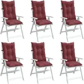vidaXL Stoelkussens 6 st hoge rug 120x50x7 cm stof gemêleerd wijnrood