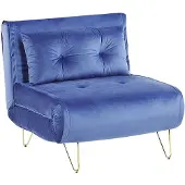 Beliani VESTFOLD - Eenpersoonsbank-Blauw-Fluweel
