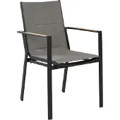 Beliani BUSSETO - Tuinstoel set van 6 - Zwart - Aluminium