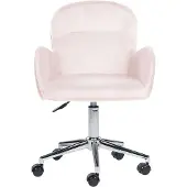 Beliani PRIDDY - Bureaustoel-Roze-Fluweel