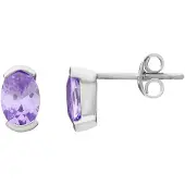 Orphelia Oorbel Oval Lavendel Sterling Zilver 925