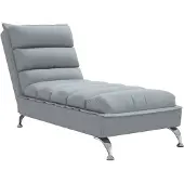 vidaXL Chaise longue met kussens stof lichtgrijs