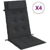 vidaXL Stoelkussens 4 st hoge rug oxford stof zwart