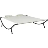 vidaXL Loungebed stof crème