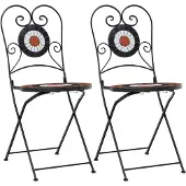vidaXL Bistrostoelen 2 st inklapbaar keramiek terracottakleurig en wit