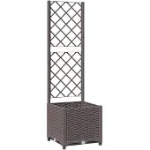vidaXL Plantenbak met latwerk 40x40x136 cm polypropeen bruin