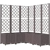 vidaXL Plantenbak met latwerk 120x120x136 cm polypropeen bruin