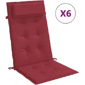 vidaXL Stoelkussens 6 st hoge rug oxford stof wijnrood