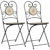 vidaXL Bistrostoelen 2 st inklapbaar keramiek terracottakleurig en wit