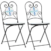vidaXL Bistrostoelen 2 st inklapbaar keramiek blauw en wit