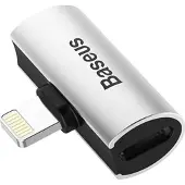 Baseus Dubbele Lightning-adapter (Bliksem, 2 x Bliksem), Adapter voor mobiel apparaat, Zilver, Zwart