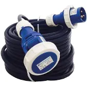 Electraline Industriële verlengkabel met rubberen kabel, IP67, 16A, 2 polen + aarde, 200-250V - 20 meter