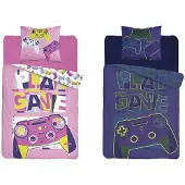 Detexpol Glow in the dark kinderdekbedovertrek Game roze - katoen