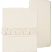 Koeka Ledikantlaken en Hoeslaken Set Ruffle Faro Warm White-110 x 140 cm