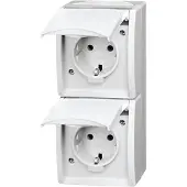 Busch-Jaeger 20-02 EW-54 Ocean (opbouw) Wandcontactdoos dubbel spatwaterdicht Wit