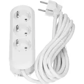 Bachmann SMART stekkerdoos 3x geaard contact, geschroefd, wit, 3 m