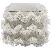 Beliani NASHIK - Poef-Beige-Katoen, Wol