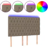 vidaXL Hoofdbord LED 160x7x118/128 cm stof taupe