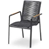 Kettler Diamond stapelbare rope dining tuinstoel teak arm | Antraciet
