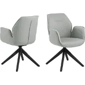 AC Design Aura eetkamerstoel met armleuning rubberhout/stof 2 stuks