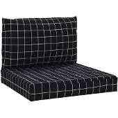 vidaXL Palletkussens 2 st ruitpatroon oxford stof zwart