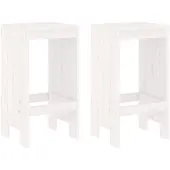 vidaXL Barkrukken 2 st 40x36x75 cm massief grenenhout wit