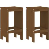 vidaXL Barkruk, 2 stuks, honingbruin, 40x36x75 cm, massief grenenhout